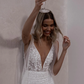 Shiny Mermaid Spaghetti Strap Sequin Lace Tulle Long Wedding Dress SH7106