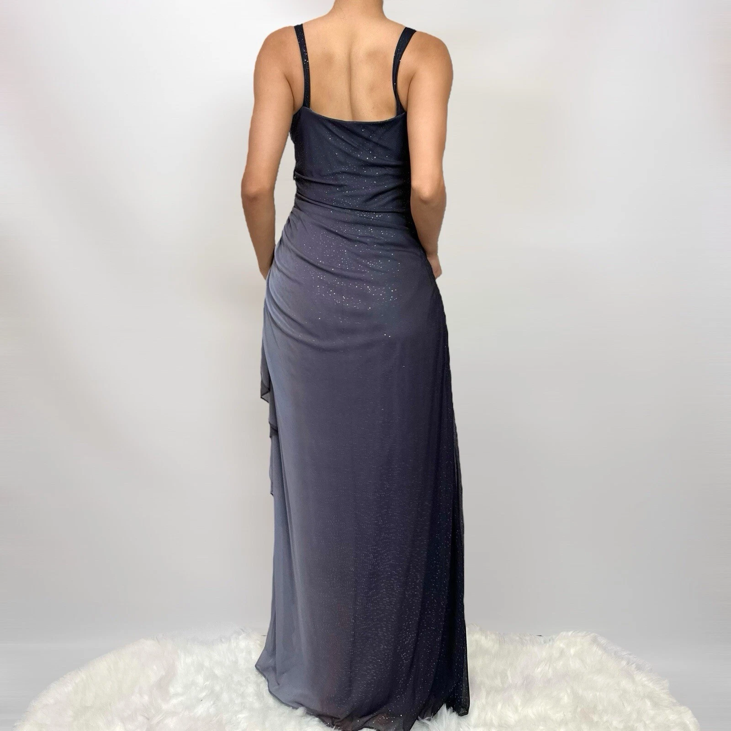 Charming A Line Spaghetti Strap Beaded Navy Blue Ombre Chiffon Party Dress Evening Dress SH2794