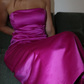 Simple Sheath Strapless Hot Pink Satin Prom Dress Evening Dress SH2327
