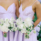 V-neck Lilac Ruched A-line Bridesmaid Dress SH6553