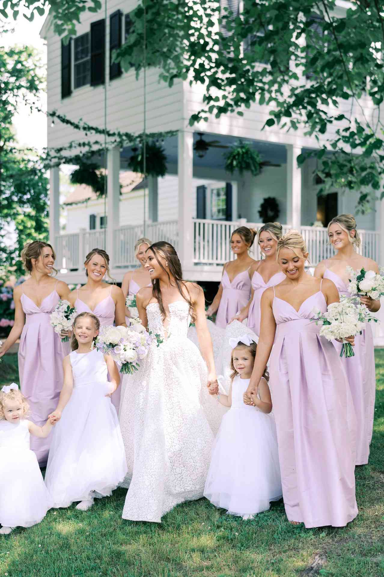 V-neck Lilac Ruched A-line Bridesmaid Dress SH6553