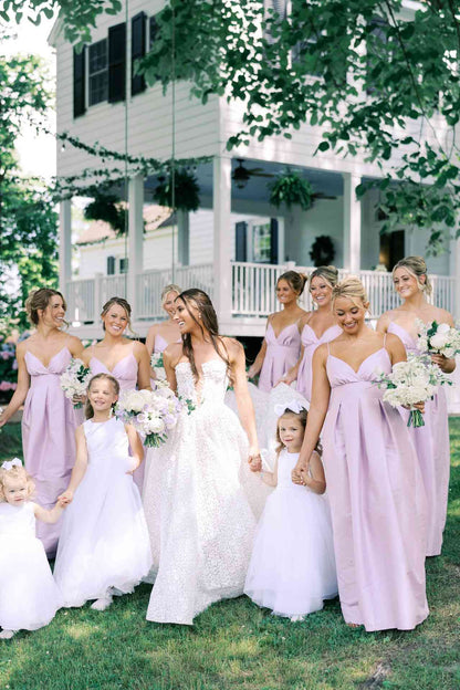 V-neck Lilac Ruched A-line Bridesmaid Dress SH6553