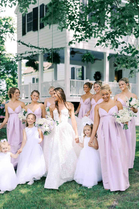 V-neck Lilac Ruched A-line Bridesmaid Dress SH6553