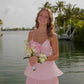 Gentle Pink A Line Spaghetti Strap Layered Chiffon Prom Dress Evening Dress SH6219