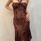 Vintage Sheath Halter Beaded Brown Chiffon Short Homecoming Dress Evening Dress SH2157