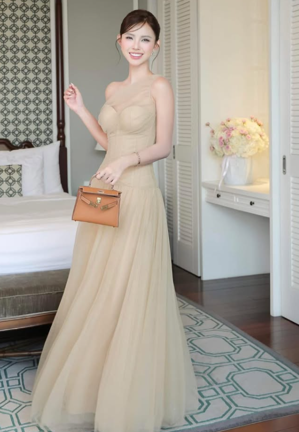 Classic A Line One Shoulder Blue Tulle Long Prom Dress Evening Dress SH4669