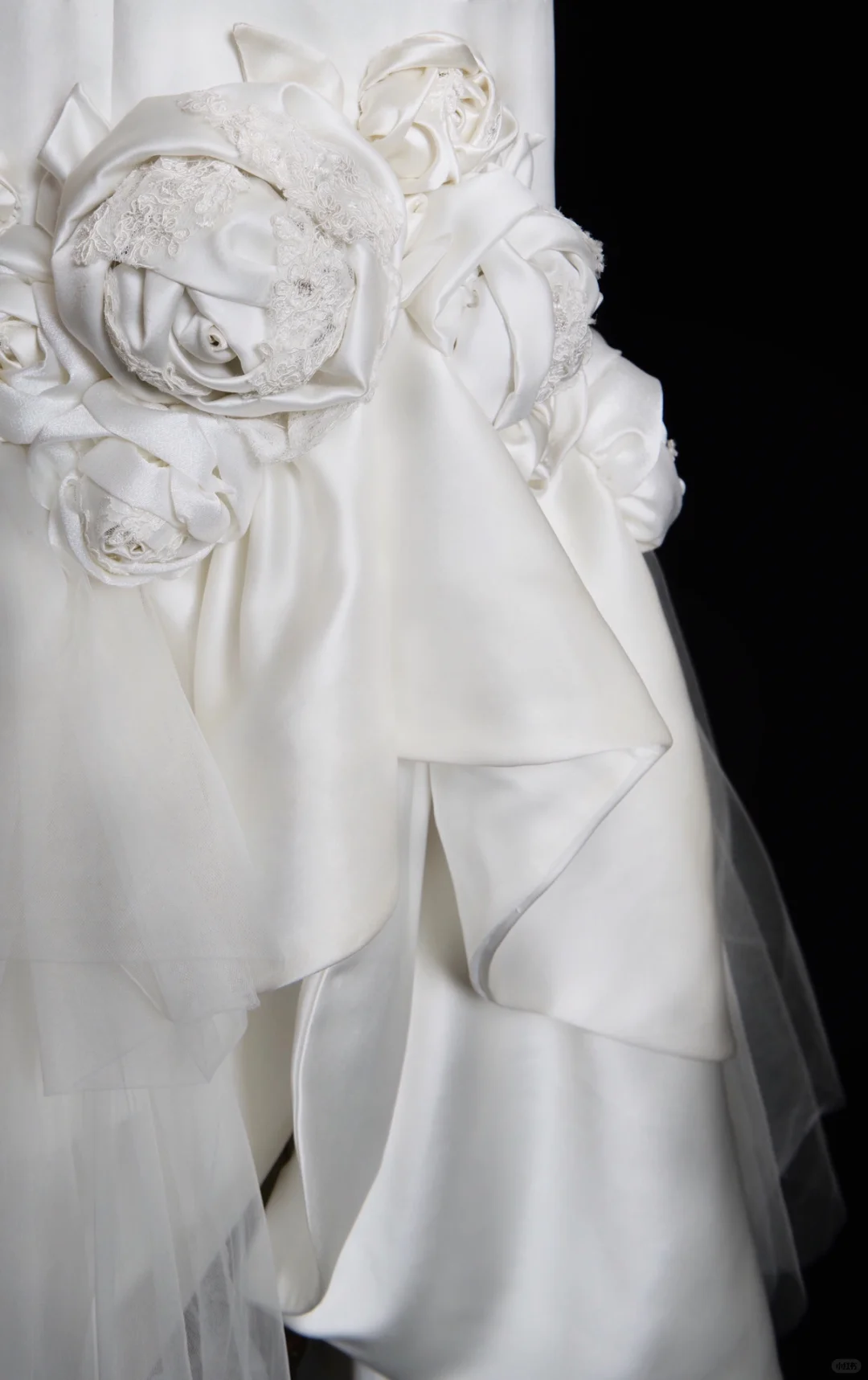 Mermaid Halter White Floral Ruffle Satin Tulle Wedding Dress SH4710