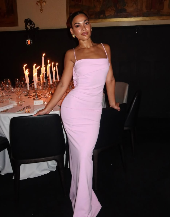 Elegant Sheath Spaghetti Strap Pink Satin Long Prom Dress Evening Dress SH1980