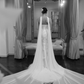 Romantic Mermaid Strapless Beaded Floral White Satin Long Train Wedding Dress SH6187