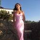 Pink Spaghetti Strap Long Prom Dress SH865