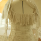 Pretty Vintage Ball Gown Round Neck Satin Tulle Lace Wedding Dress SH5073