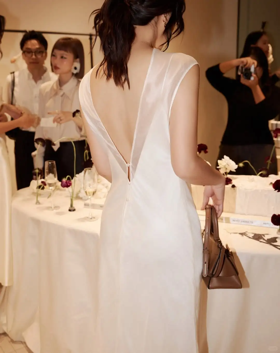 Backless Elegant A Line Spaghetti Strap Chiffon Satin Party Dress Evening Dress SH3352