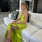 Simple Satin Slit Long Party Dress Evening Dress  SH1535