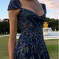 Baby Blue A Line Exquisite Beaded Tulle Prom Dress Wedding Guest Dress SH4723