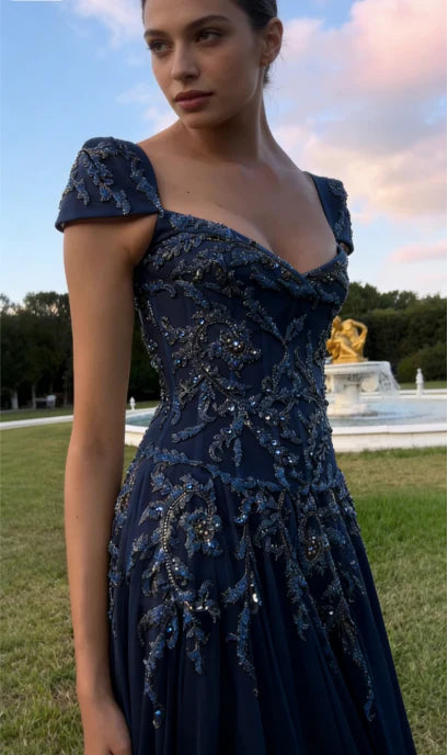 Baby Blue A Line Exquisite Beaded Tulle Prom Dress Wedding Guest Dress shinydress Baby Blue A Line Exquisite Beaded Tulle Prom Dress Wedding Guest Dress shinydress