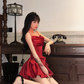 Sexy Red Bow A Line Spaghetti Strap Satin Short Homecoming Dress Outfits SH5827