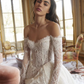 Princess Ball Gown Long Sleeve White Lace Long Wedding Dress SH7359