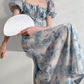 Blue Rose A Line Puff Chiffon Prom Dress Outfits with Slit SH4729