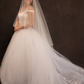 Pretty A Line Off the Shoulder Corset Tulle Satin Long Wedding Dress SH6094