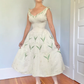 Lily of the Valley Embroidery Exquisite V Neck Satin Party Dress Prom Dress SH3596