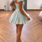 Gorgeous A Line Sweetheart Baby Blue Short Homecoming Dress with Appliques Beading SH7491