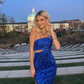 Beautiful Royal Blue Prom Dress Sexy Slit Evening Dress SH1388