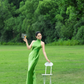 Charming Green Sheath Halter Satin Open Back Prom Dress 21th Birthday Dress SH4382