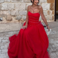 Flowy Red A Line Off the Shoulder Beaded Tulle Prom Dress Evening Dress SH6523