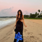 Black A Line Spaghetti Strap Print Floral Satin Open Back Prom Dress Evening Dress SH2010