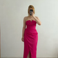 Sweety Hot Pink Sheath Strapless Satin Prom Dress Evening Dress SH6878