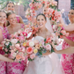 Pink Print Floral A Line Strap Satin Long Bridesmaid Dress SH6579