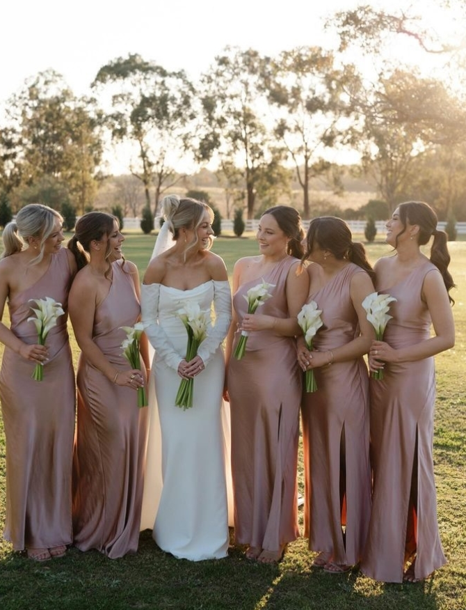 Pretty Sheath One Shoulder Black Satin Bridesmaid Dress Evening Dress with Slit SH3206