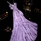 Vintage Mermaid Spaghetti Strap Purple Sequin Beaded Satin Long Sweep Party Dress Evening Dress SH3062