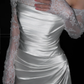 Gentle Mermaid Long Sleeve White Lace Satin Long Wedding Dress SH4714