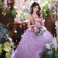 Purple Ball Gown Strapless Corset Floral Tulle Prom Dress 16th Birthday Dress SH4053