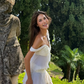 Gentle A Line Two Piece Appliques Tiered Ivory Chiffon Party Dress Evening Dress SH2886