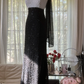 Shiny Sheath Strap Black White Beaded Chiffon Long Open Back Prom Dress Evening Dress SH2971