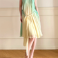 Vintage Yellow Green Ombre Beaded Chiffon Knee Length Wedding Guest Dress Prom Dress SH5442