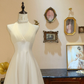 Elegant A Line Halter Ivory Satin Long Prom Dress Wedding Dress SH7405
