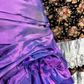 Vintage Purple Floral Beaded Pleated Satin Prom Dress Party Evening Dress SH5696