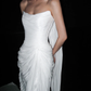Unique Sheath Strapless White Pleated Satin Slit Long Wedding Dress SH6676
