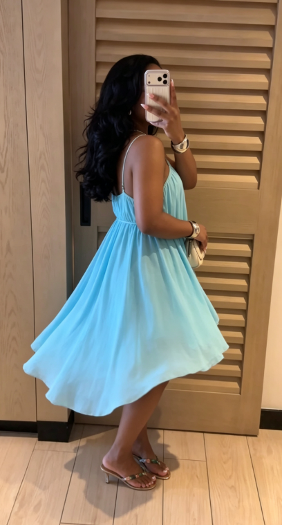 Blue A Line Halter Flowy Chiffon Short Homecoming Dress Outfits SH5742