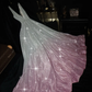 Stunning A Line V Neck Pink Silver Ombre Sequin Prom Dress Evening Dress SH3105