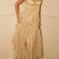 Vintage A Line Off the Shoulder Apricot Satin Lace Prom Dress Evening Dress SH6266