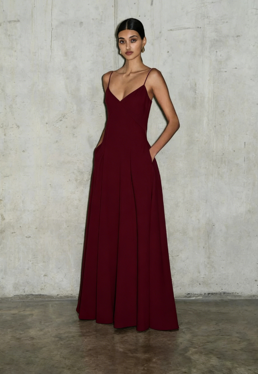 Light Pink Simple A Line Spaghetti Strap Satin Long Prom Dress Evening Dress SH3817