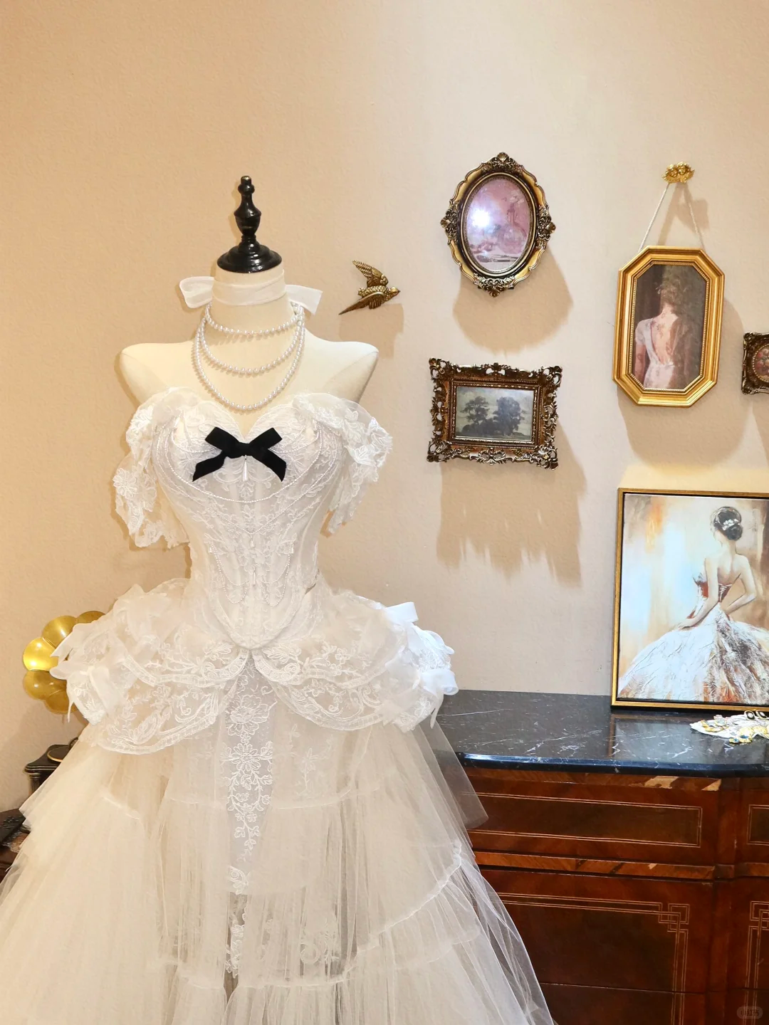 Sweety A Line Off the Shoulder Ivory Lace Tulle Prom Dress Wedding Dress SH7370
