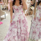 Cute Chiffon Floral Print Prom Dress Senior  Evening Gown SH1007