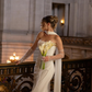 High-class Mermaid Strapless Pleated White Satin Long Train Wedding Dress SH7544