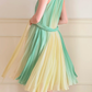 Vintage Yellow Green Ombre Beaded Chiffon Knee Length Wedding Guest Dress Prom Dress SH5442