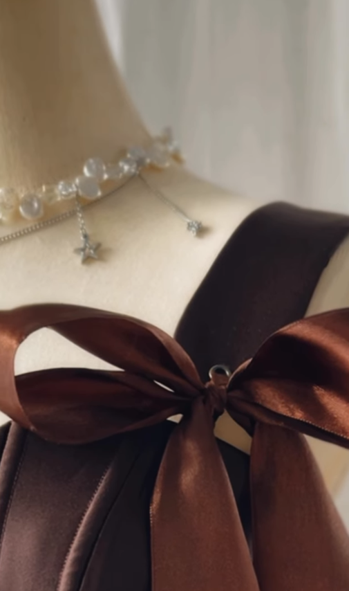 Brown A Line Straps Satin Short Homecoming Dress Outfits SH4834